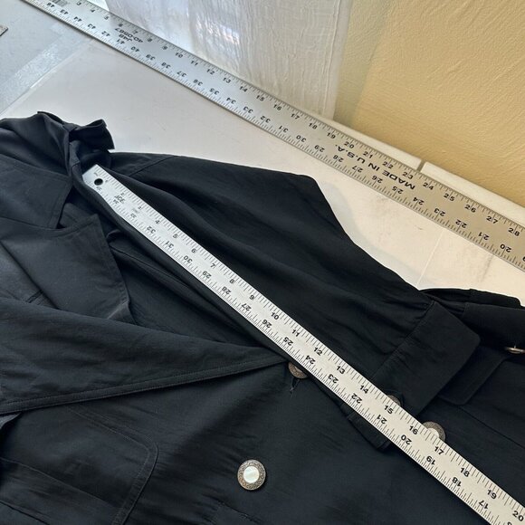 Vintage Liz Claiborne Womens Black Silk 1990s Gold Button Blazer Jacket Medium - Picture 8 of 8